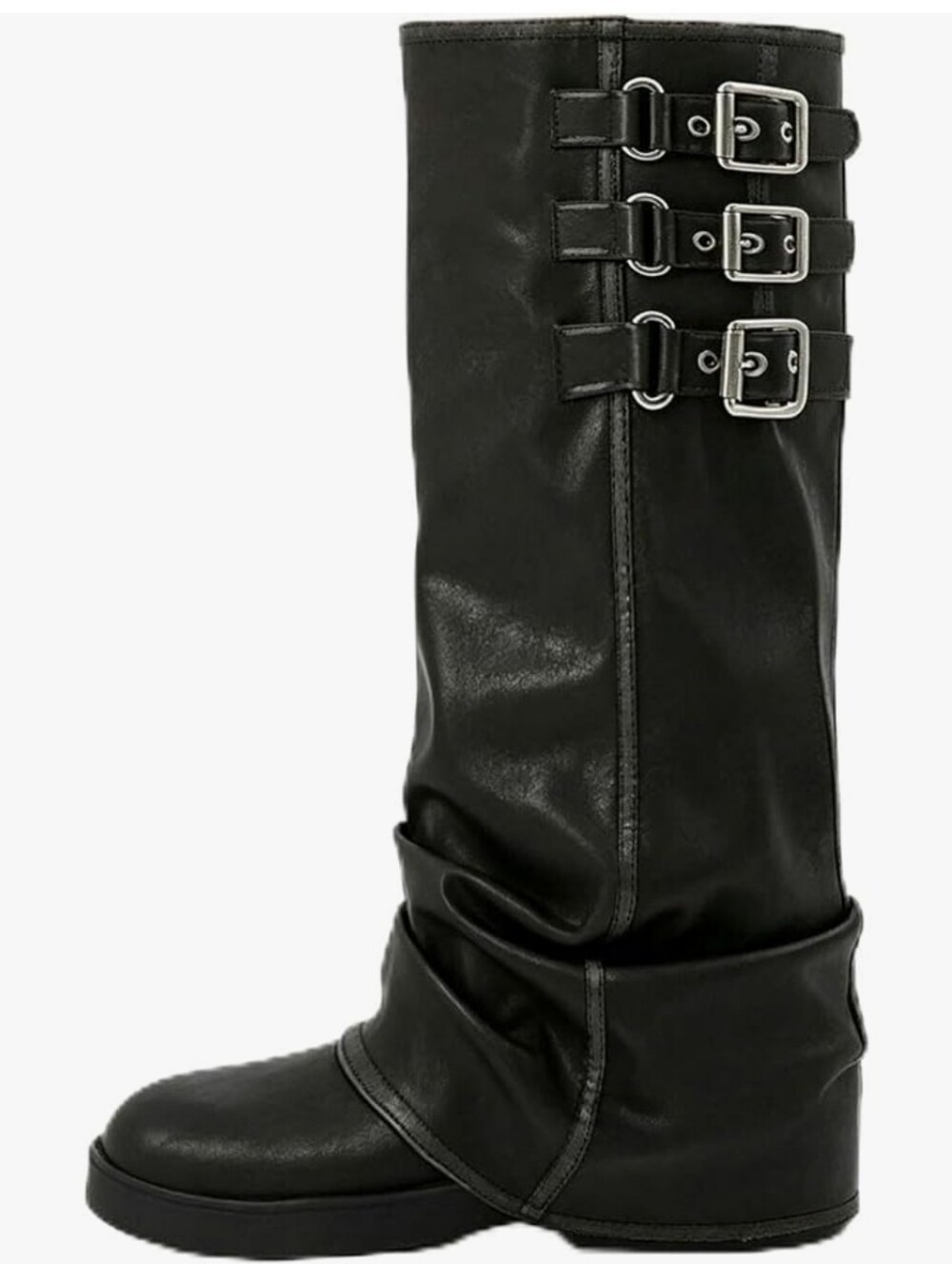 Women's Slouchy Knee-High Boots Pull-On Low Heel Riding Boots. Size 6.5/37